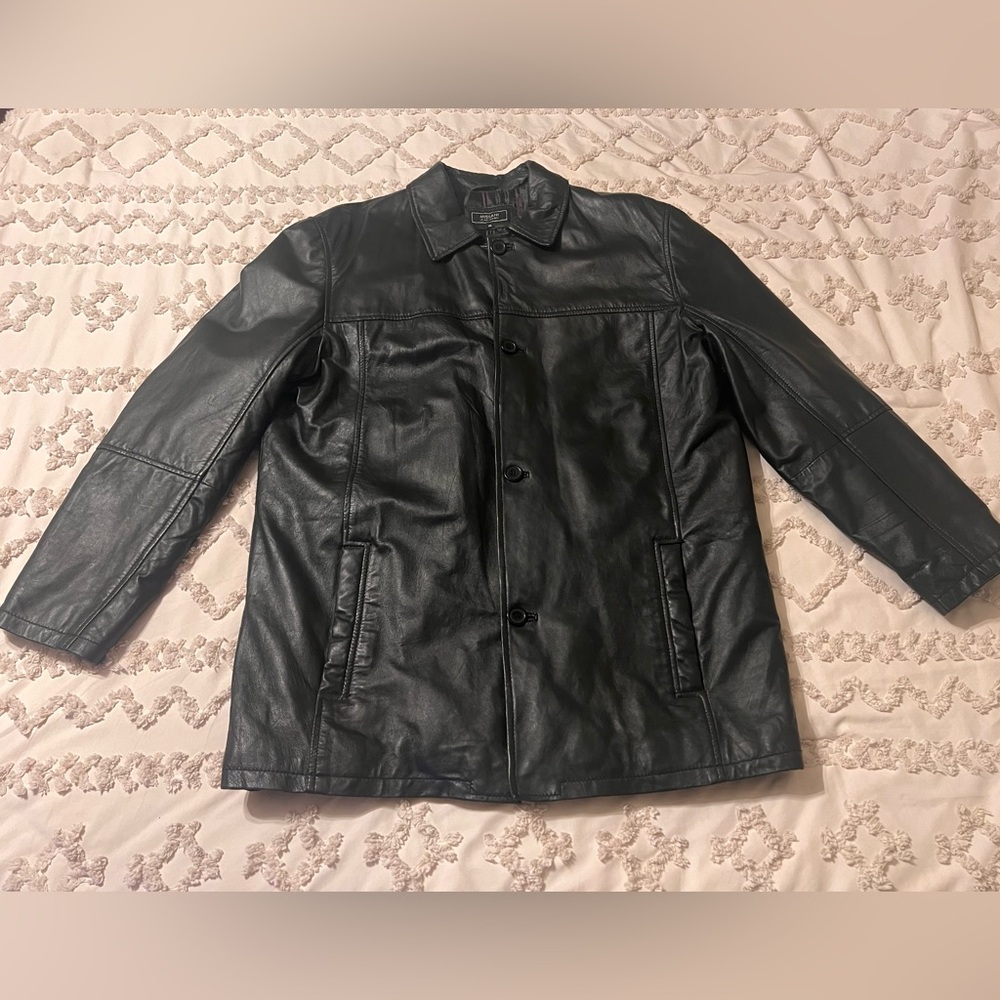 Missani Le Collezioni Men's Size XL Soft Black Leather Jacket Coat